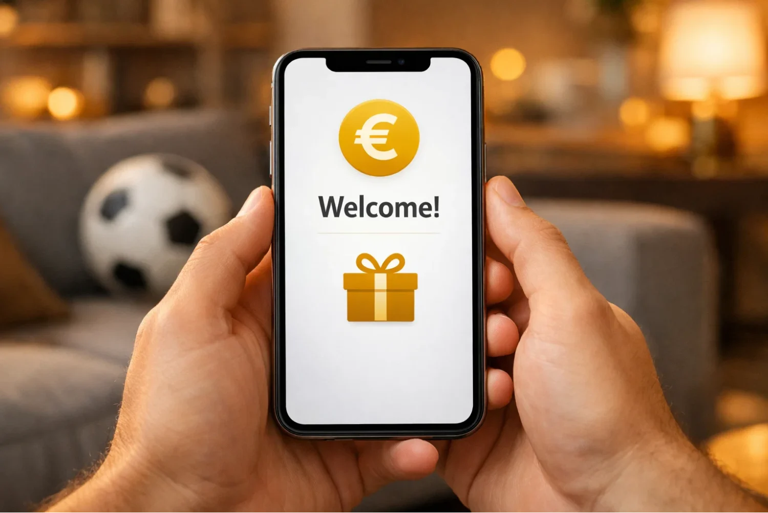 Mano che riceve un bonus di benvenuto simbolico con segno €