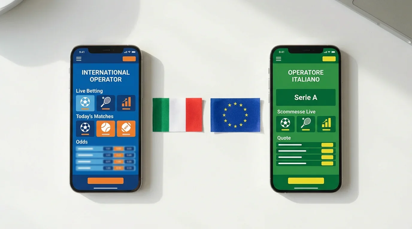 Due smartphone affiancati che mostrano diverse piattaforme di bookmaker a confronto