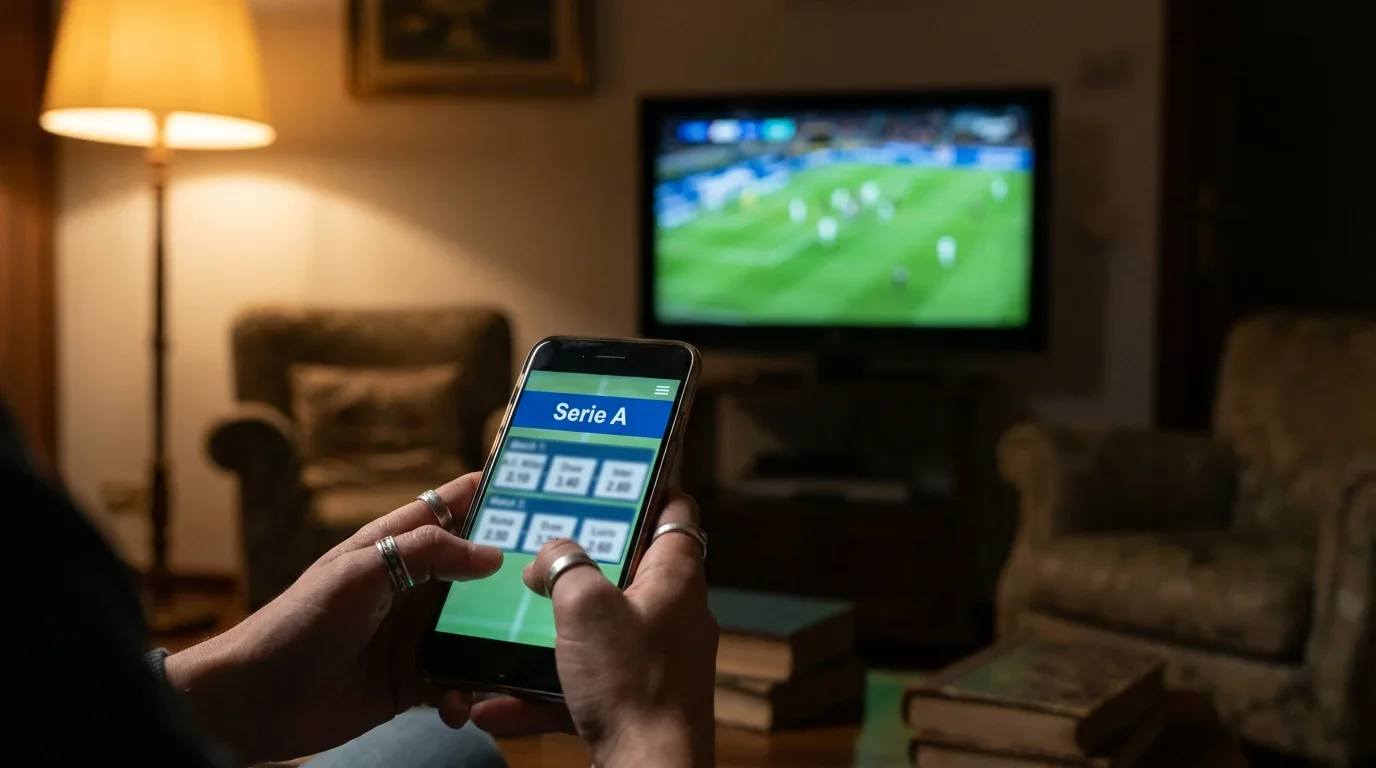 Schermo con quote di scommesse su una partita di Serie A italiana