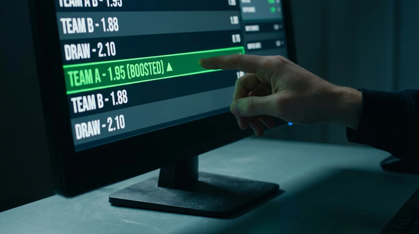 Display con quote di scommesse calcio evidenziate in verde per indicare quote maggiorate